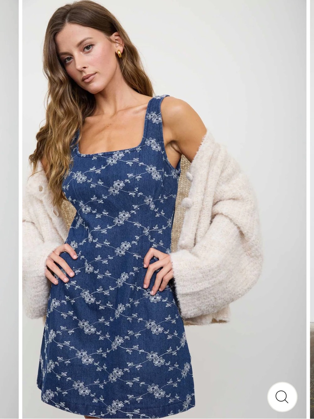 Blu Pepper Floral Embroidered Denim Mini Dress – Small (NWT)